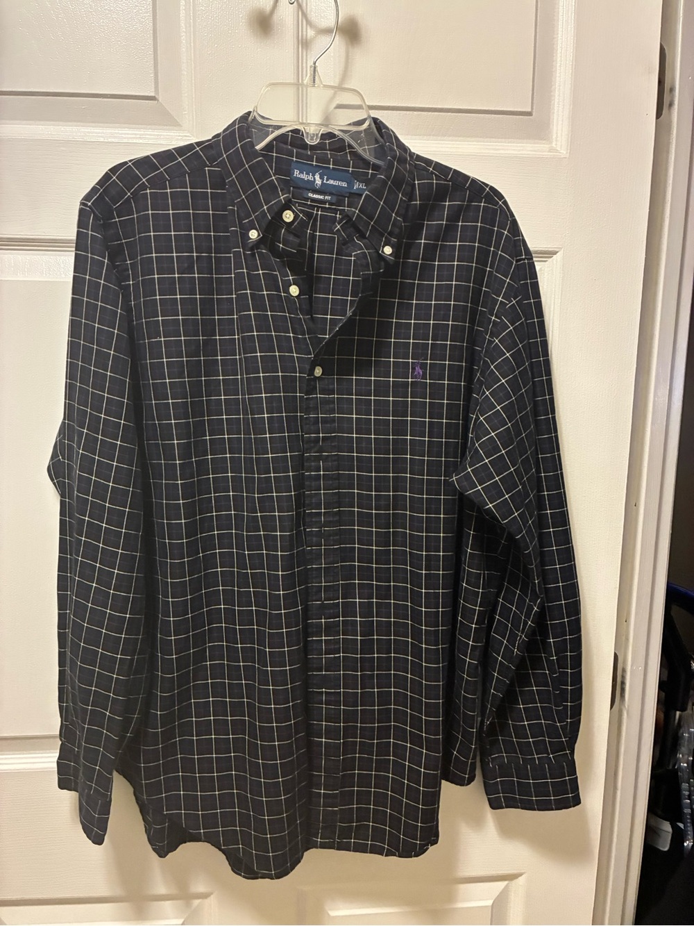 Polo Ralph Lauren Classic Fit Plaid Button Down in Black & Purple Size XL Like